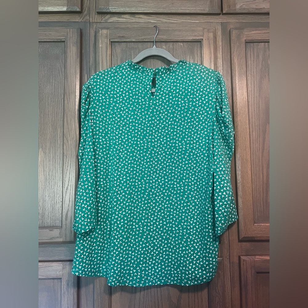 Adrianna Papell Green Floral Blouse - Picture 3 of 5